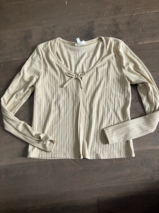 Self Esteem Other - Self Esteem girls’ Ribbed Tie-Front Long Sleeve sweater jacket - tan